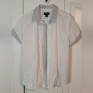 Liz Claiborne Black and White Striped Casual Shirt